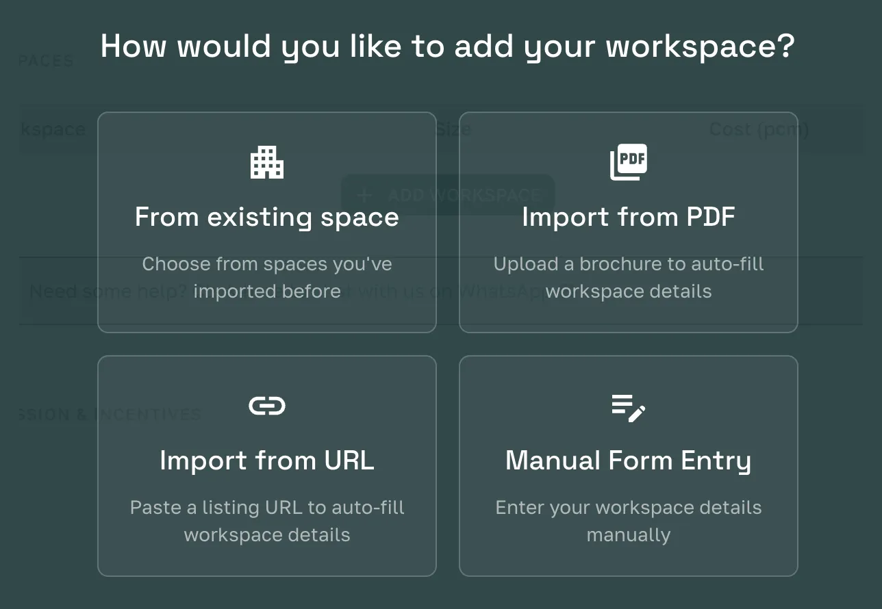 Add Your Spaces in Seconds